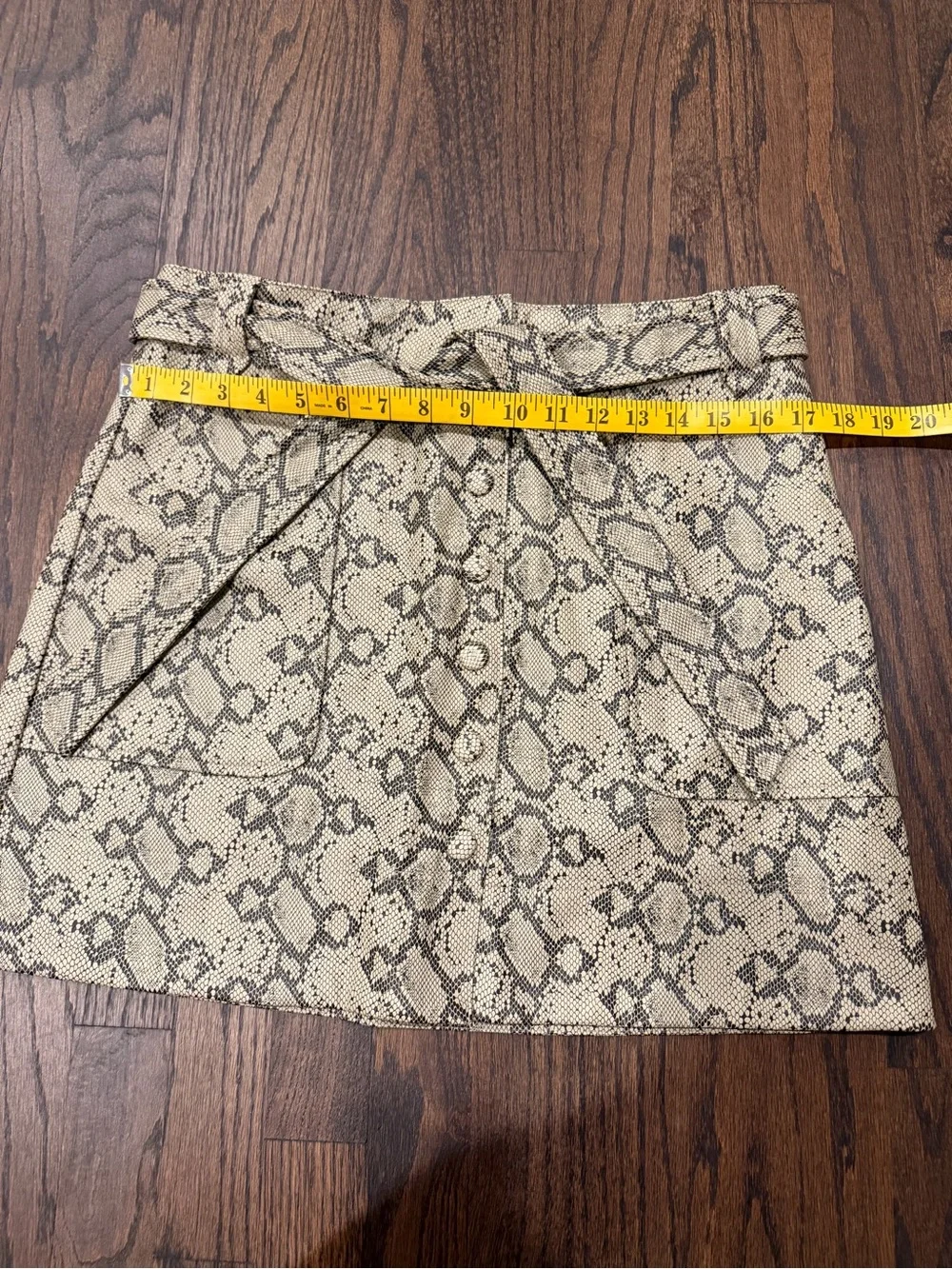 Topshop Beige Snake Print Tie-Waist Mini Skirt